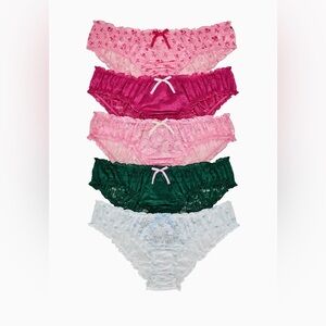 PINK X LoveShackFancy Wink Lace Ruffle Cheeky Panties - Pack Of 5